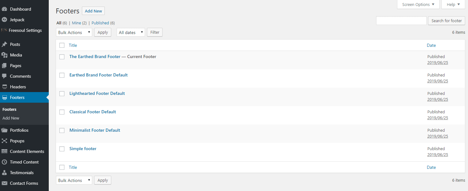 Footers Elements